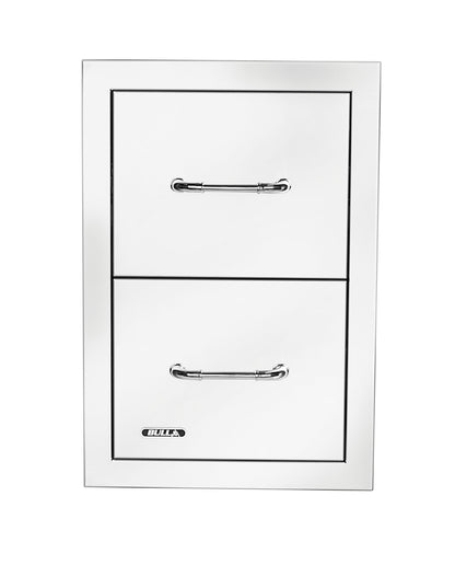 Bull stainless steel double drawer with reveal, front view