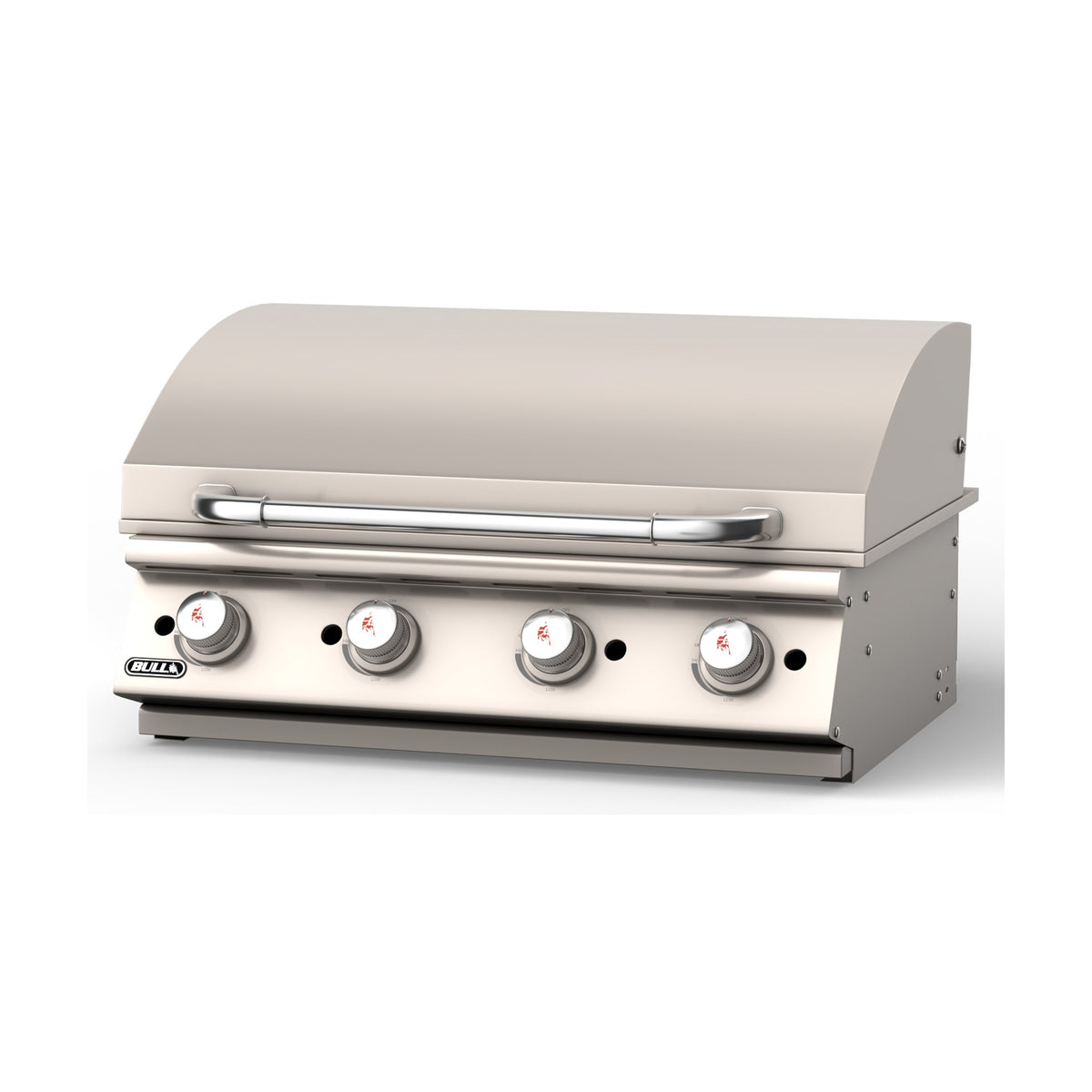 Bull 30-inch built-in gas griddle, lid closed, left angle