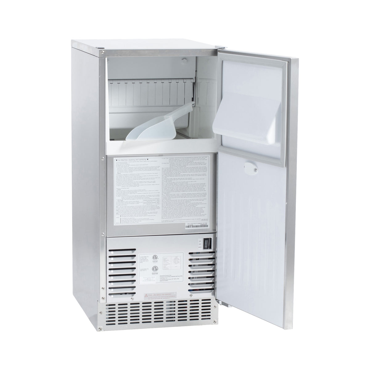 Bull 15-inch outdoor rated ice maker, door open