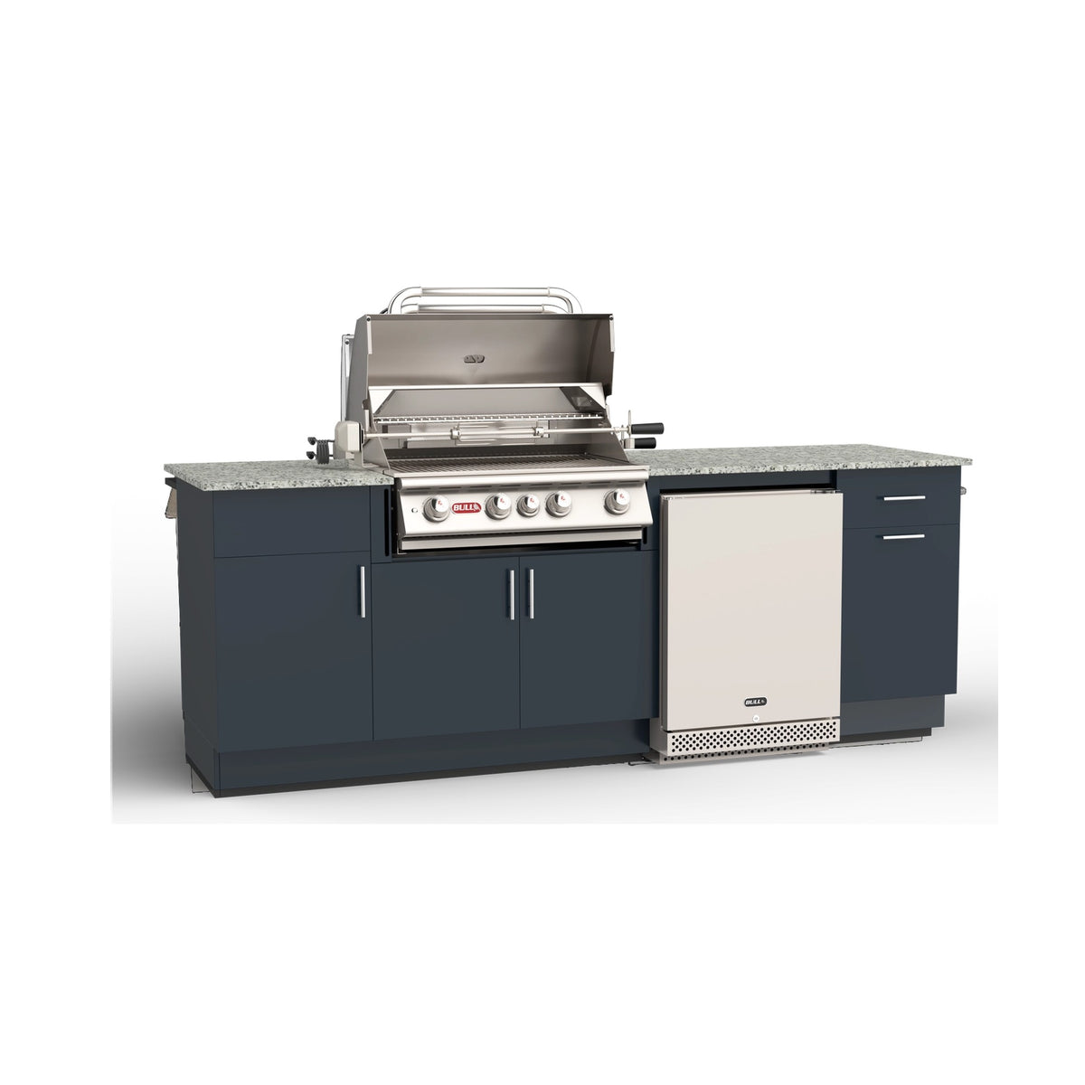Bull Myrtle Beach 8-ft DuraKitchen island package with grill and refrigerator