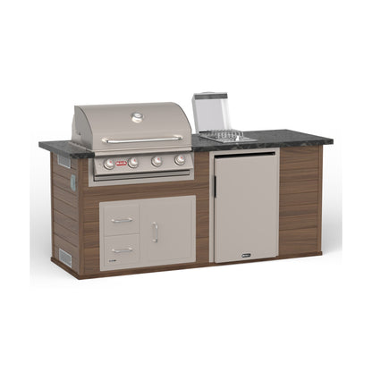 Bull ODK Timber Tough outdoor kitchen island in Walnut with Steel Grey granite