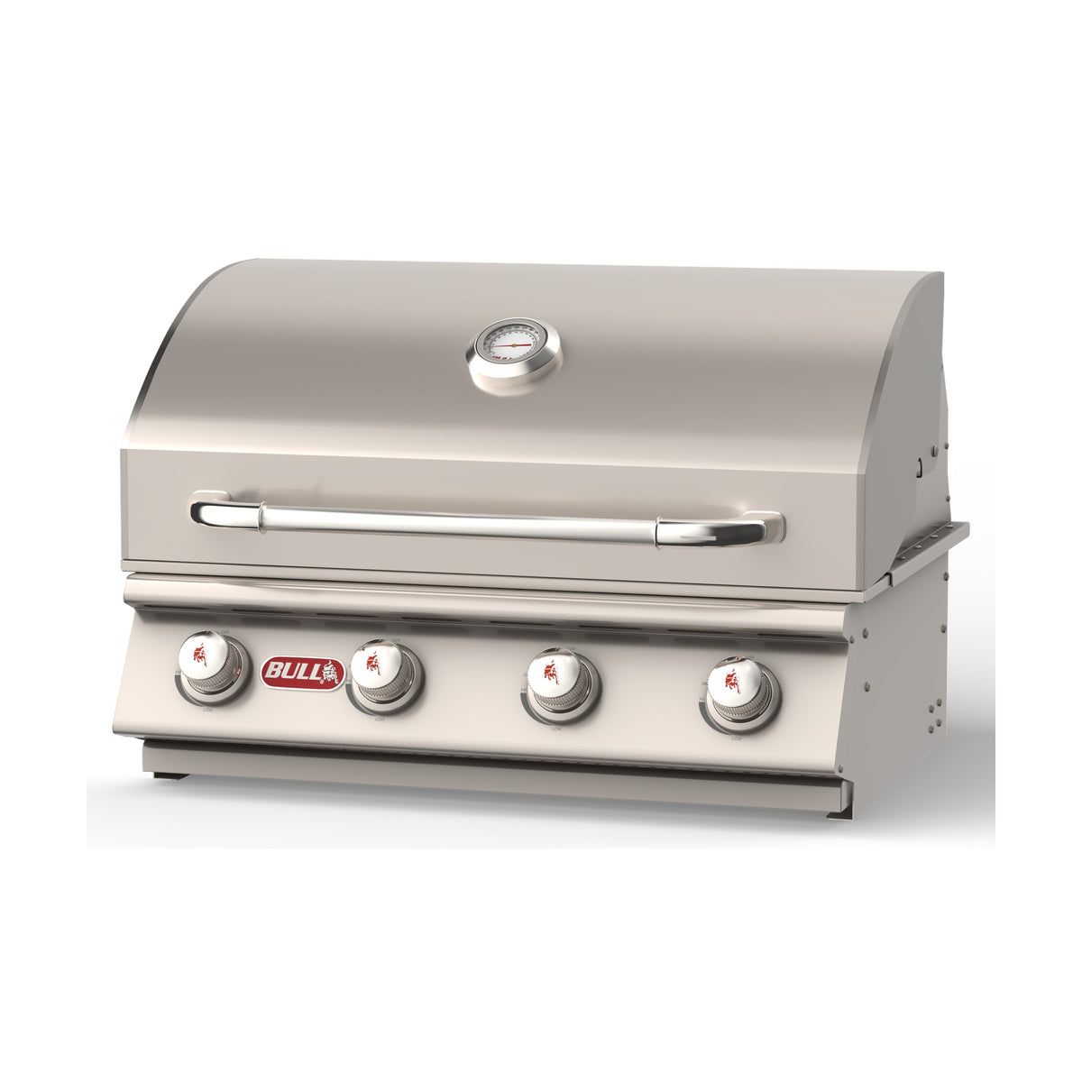 Bull Outlaw 30-inch built-in gas grill, lid closed, left angle