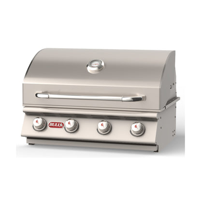 Bull Outlaw 30-inch built-in gas grill, lid closed, left angle