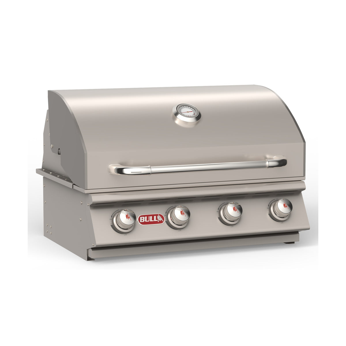 Bull Outlaw 30-inch built-in gas grill, lid closed, right angle