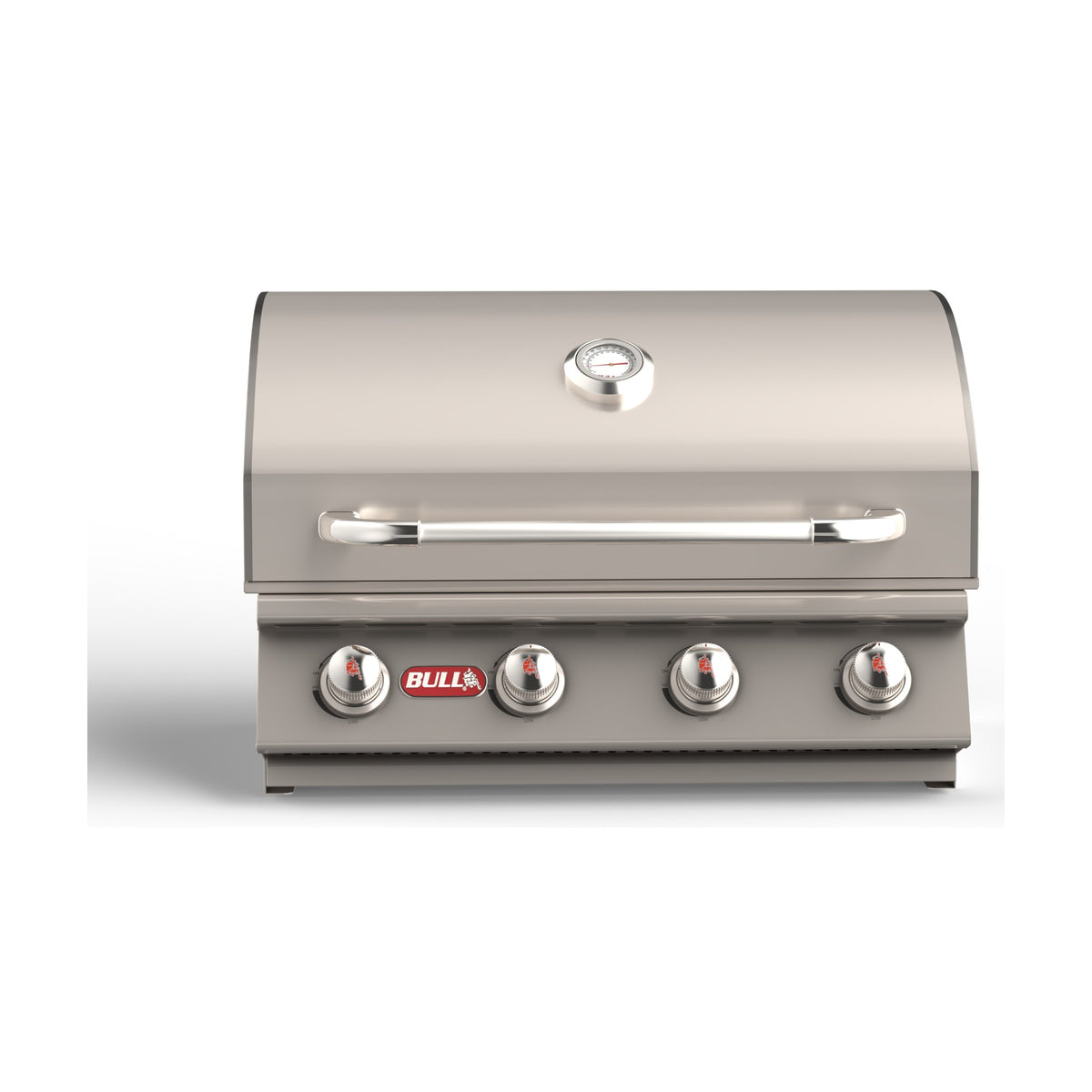 Bull Outlaw 30-inch built-in gas grill, lid open, front view