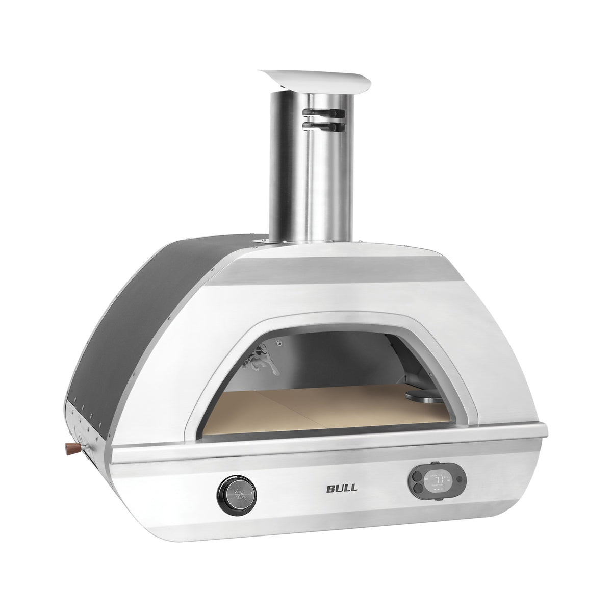 Bull dual fuel countertop pizza oven, left angle