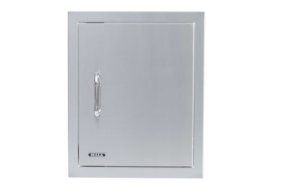 Bull vertical stainless steel access door with reveal, right hinged, angled view