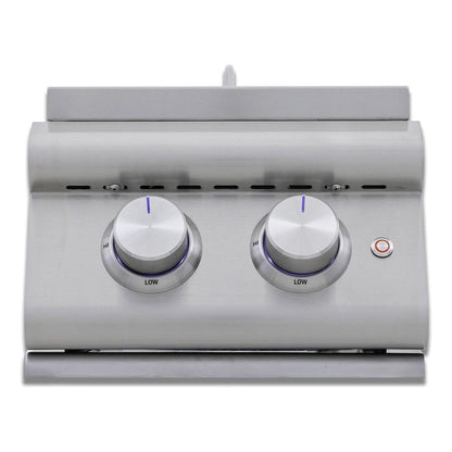Blaze LTE+ built-in double side burner for propane — propane product view with stainless steel lid