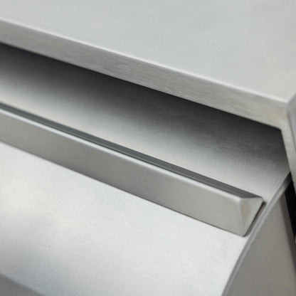 Stainless steel pull-out drawer handle on the Blaze LTE PRO grill cart