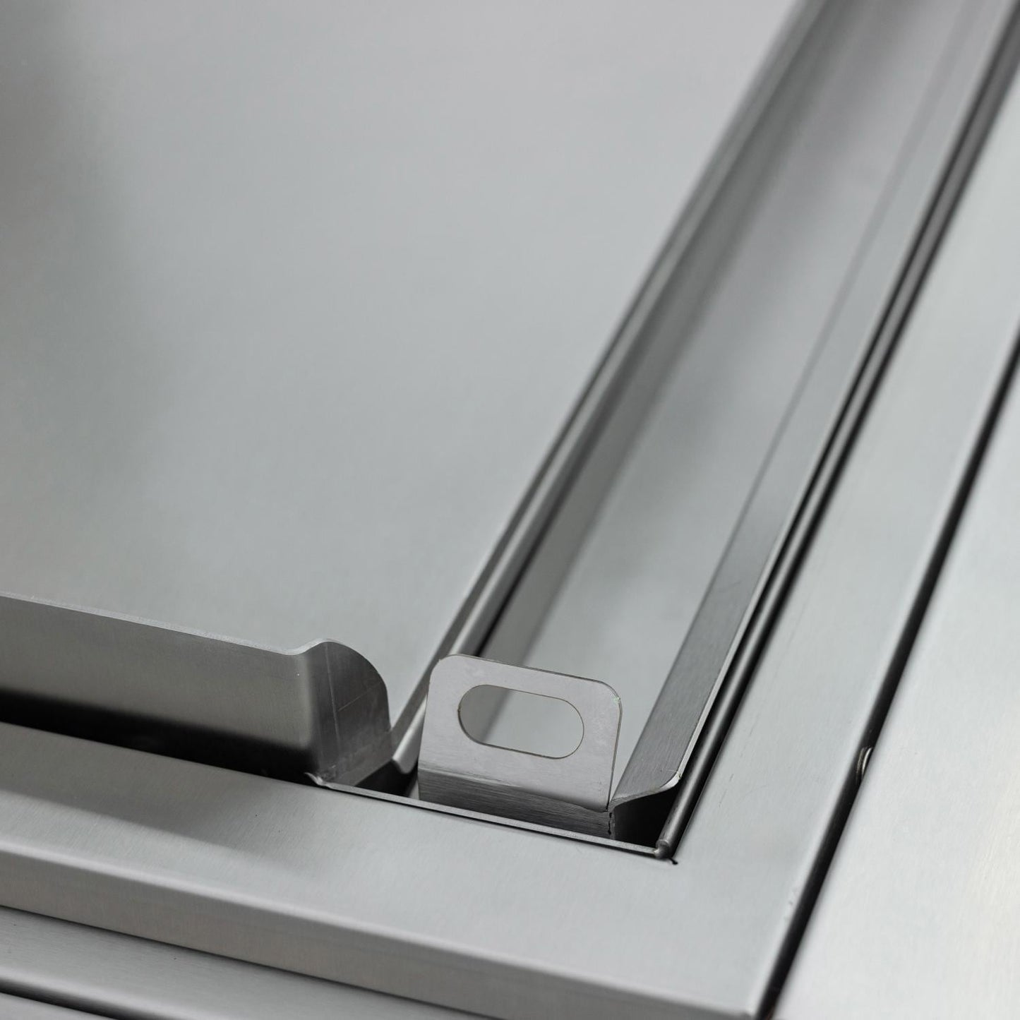 Front-positioned drip trough on the Blaze LTE PRO griddle for grease collection