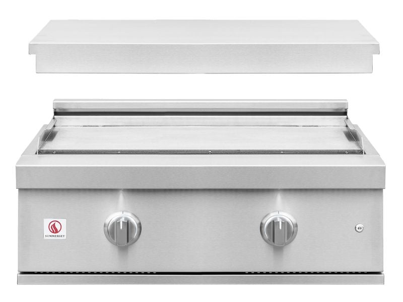 Summerset Griddle Pro 30-inch gas griddle with removable cover shown above the cooking surface