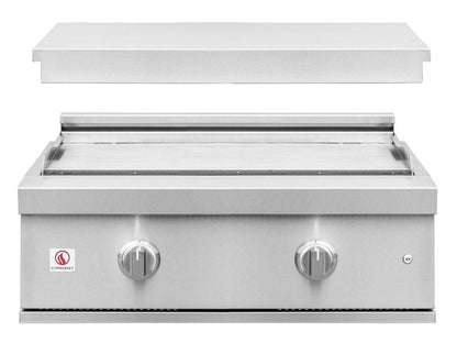 Summerset Griddle Pro 30-inch gas griddle with removable cover shown above the cooking surface