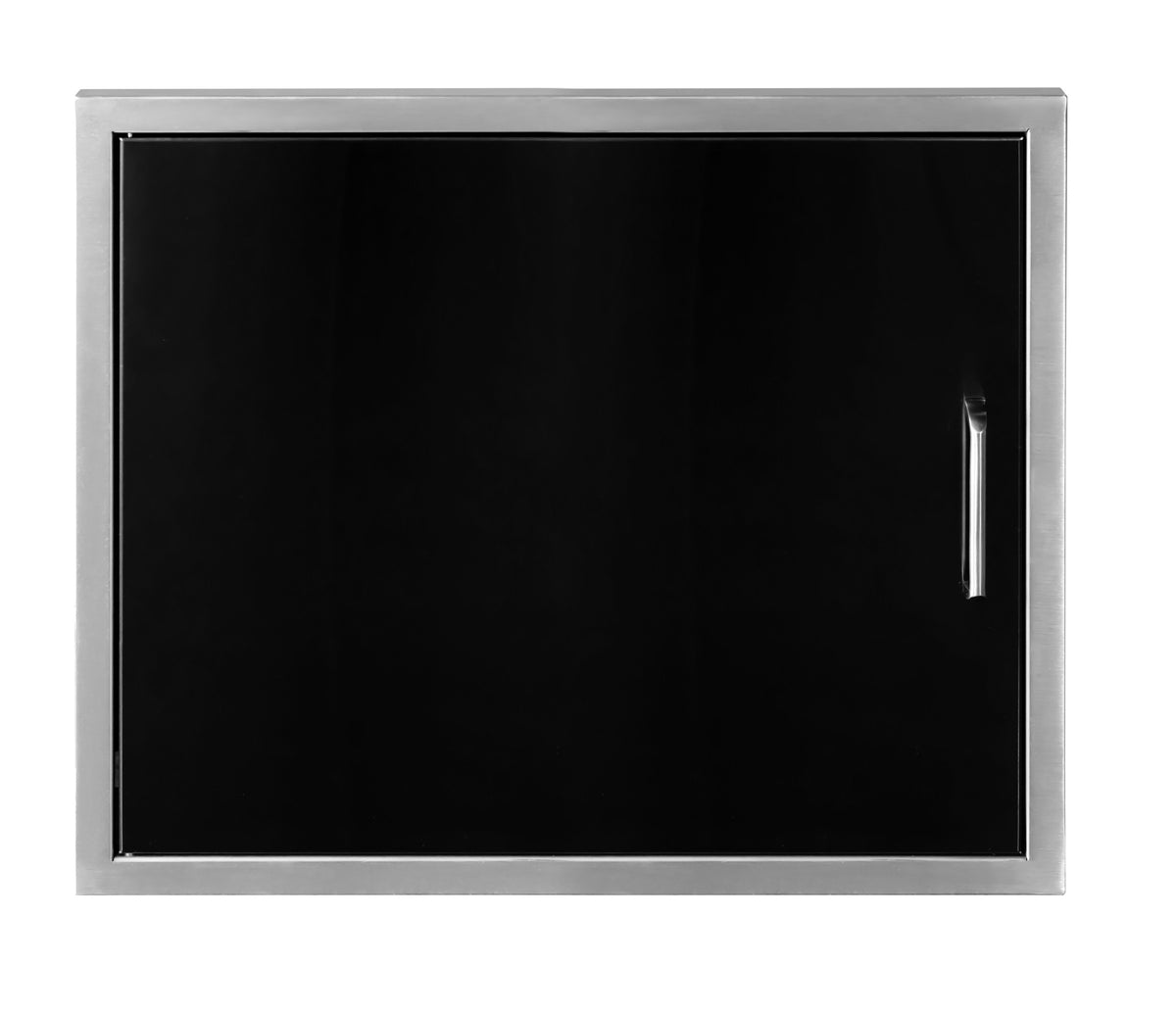 Wildfire horizontal access door in black stainless steel, front view