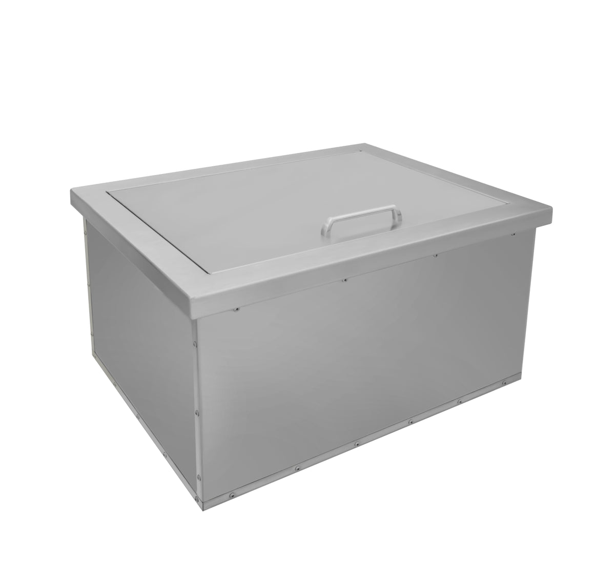 Wildfire large built-in ice chest in stainless steel with lid closed