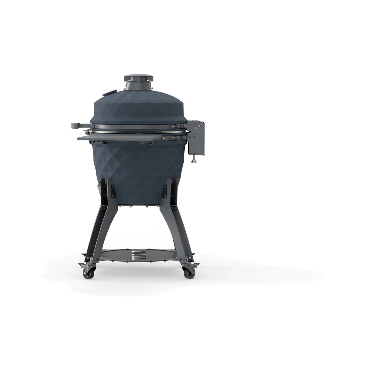 Bull Blackhorn 24-inch ceramic kamado grill on cart, side view