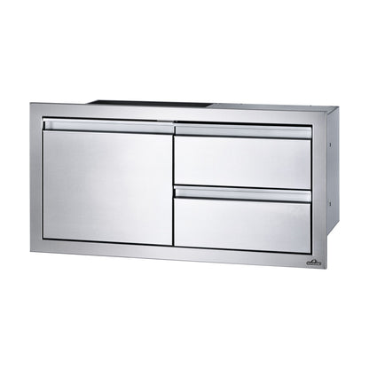 Napoleon Built-In 36 x 16-inch door and double drawer combo, angled view