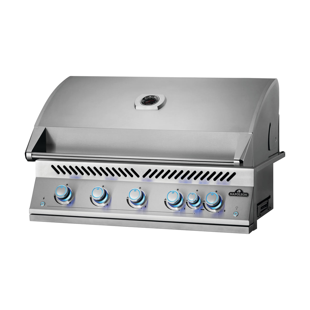 Napoleon Built-In 700 Series 38-inch gas grill, angled view, lid closed