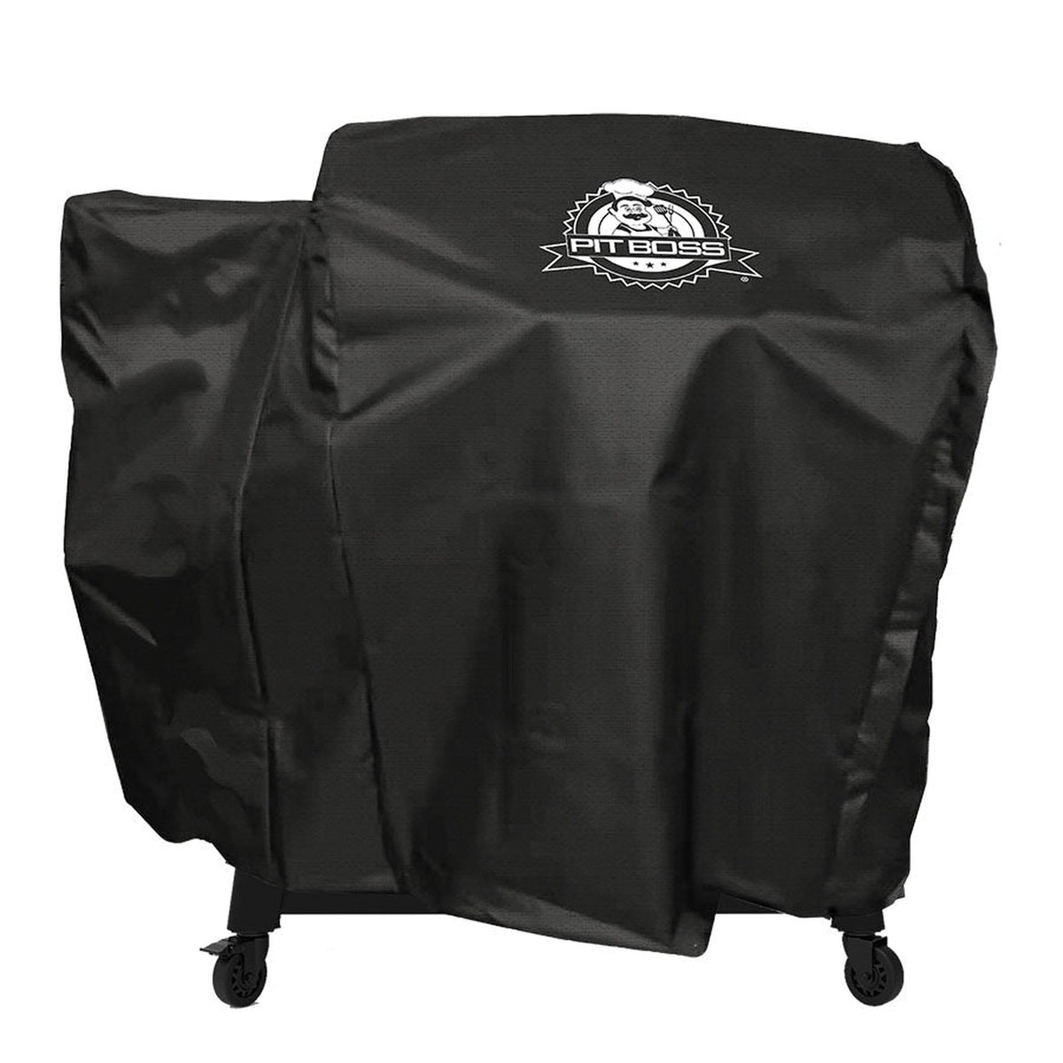 Pit Boss Navigator 1600 grill cover, black, on a pellet grill