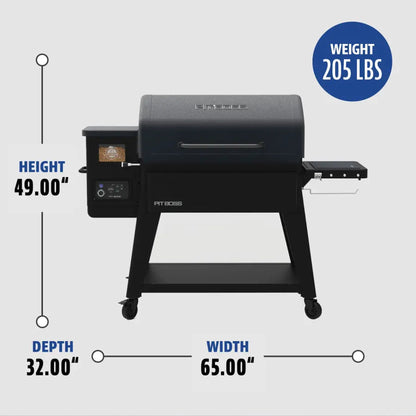 Pit Boss Navigator 1600 dimensions: 49 in. high, 65 in. wide, 32 in. deep, 205 lb.