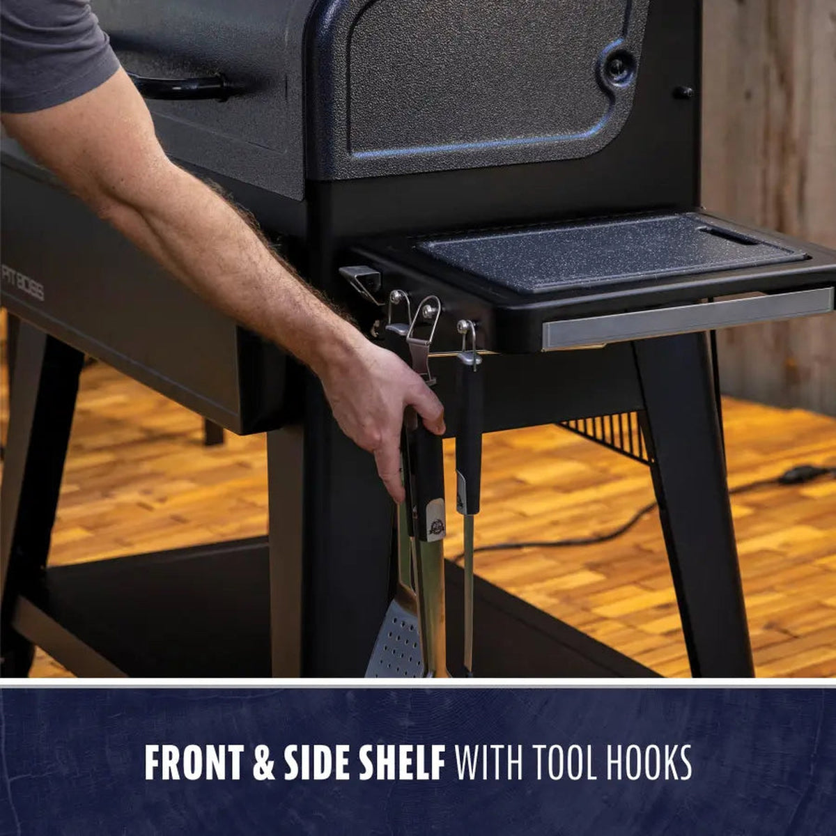 Pit Boss Navigator 1600 shelf with tool hooks