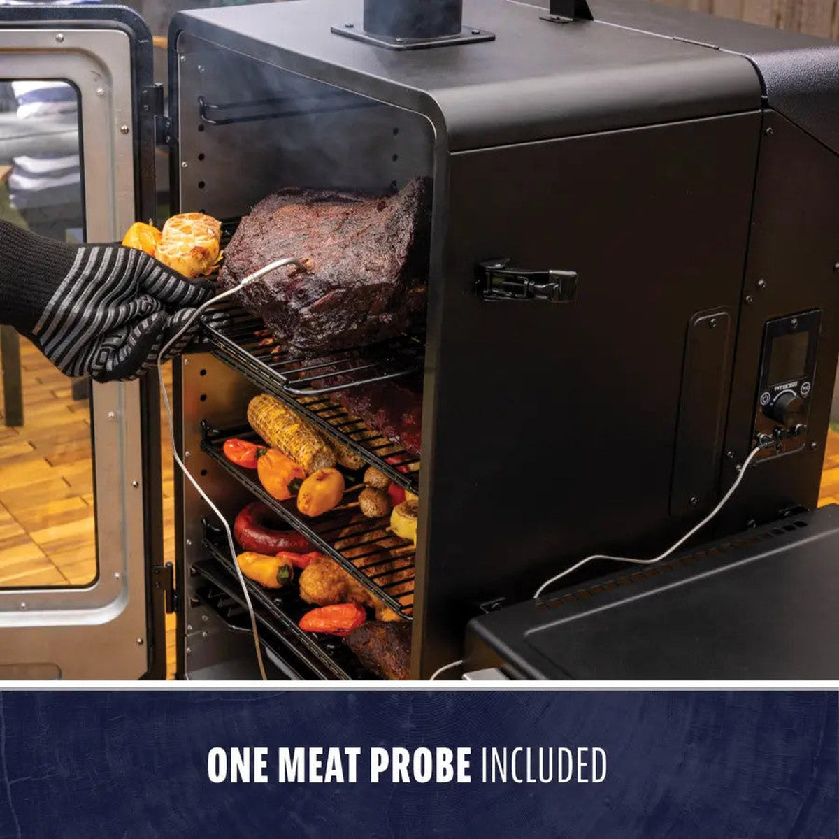 Checking food with the included meat probe in the Pit Boss Navigator 3-Series