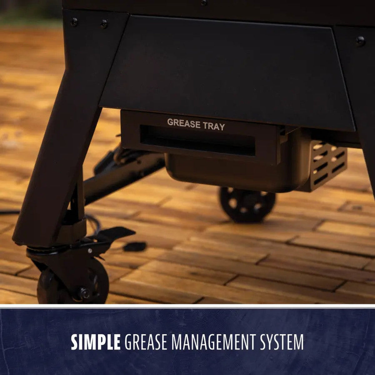 Grease tray under the Pit Boss Navigator 3-Series