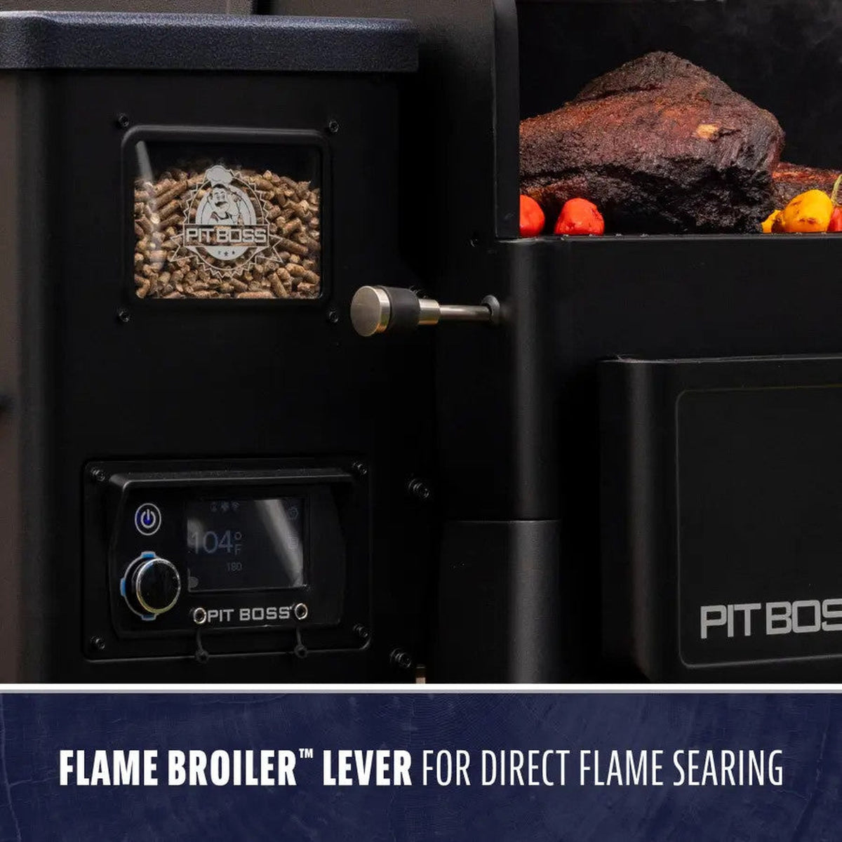 Pit Boss Navigator 850 Flame Broiler lever for direct-flame searing