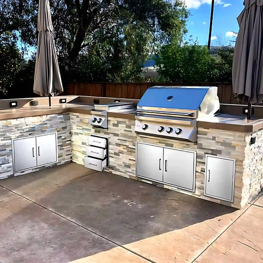 Custom Garden Outdoor Modular Kitchen Cabinets Complete Stainless Outdoor Kitchen Sturdy for Patio Commercial Use