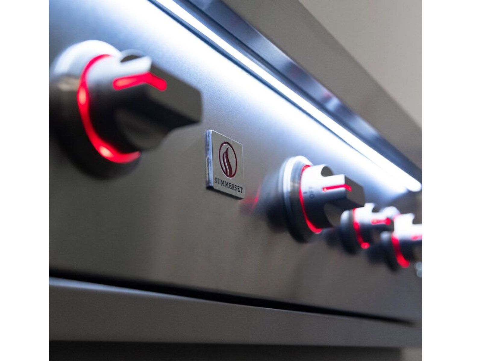 Waterfall LED front-panel lighting on a Summerset Quest gas grill