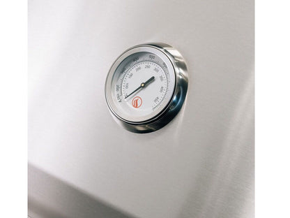 Built-in analog temperature gauge on a Summerset Quest gas grill
