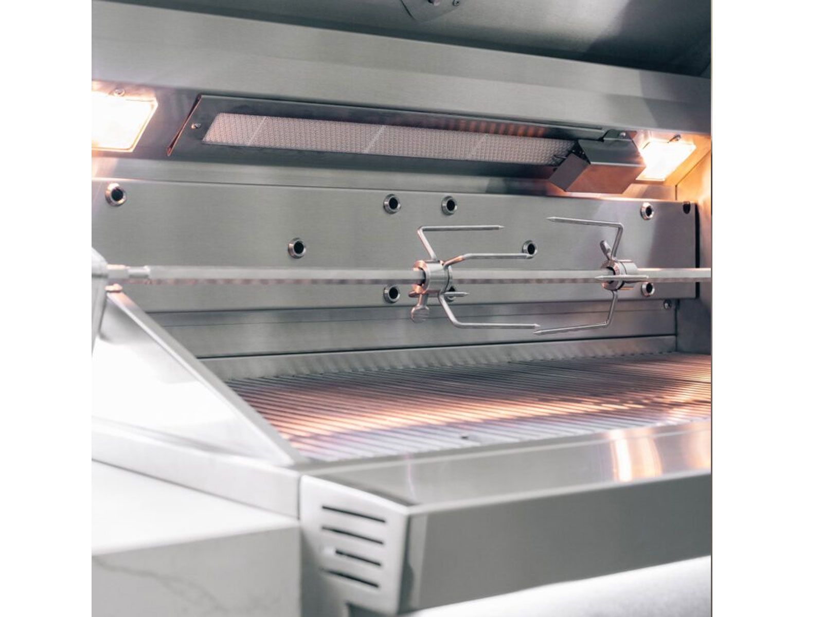 Rear infrared rotisserie burner inside the Summerset Quest grill