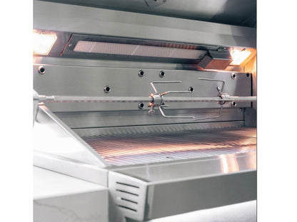 Rear infrared rotisserie burner inside a Summerset Quest gas grill