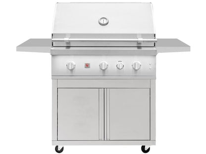 Summerset Quest 36-inch freestanding gas grill on a stainless steel deluxe cart