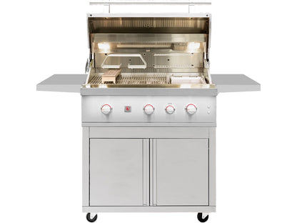 Summerset Quest 36-inch freestanding gas grill with the hood open