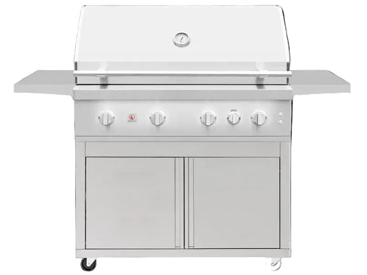 Summerset Quest 42-inch freestanding gas grill on a stainless steel deluxe cart
