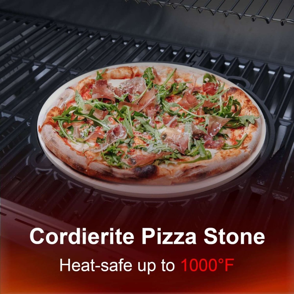 Monument Grills cordierite pizza stone in use