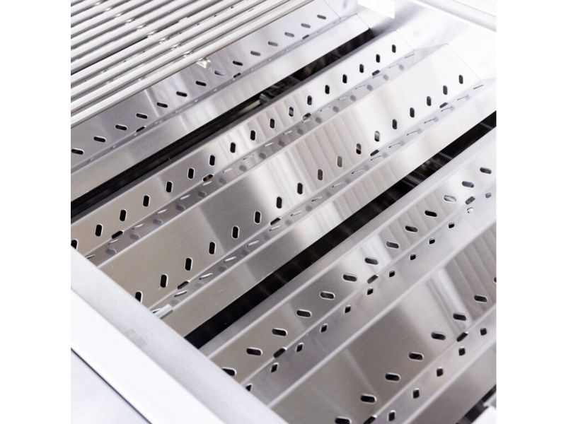 Stainless steel burner and heat-zone separator inside a Summerset TRL Pro gas grill