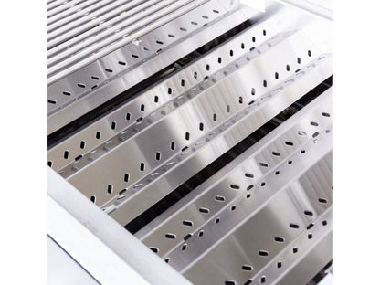 Stainless steel burner and heat-zone separator inside a Summerset TRL Pro gas grill