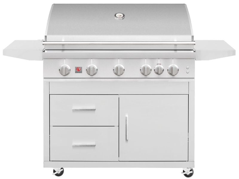 Summerset Sizzler Pro 40-inch freestanding gas grill on a stainless steel deluxe cart