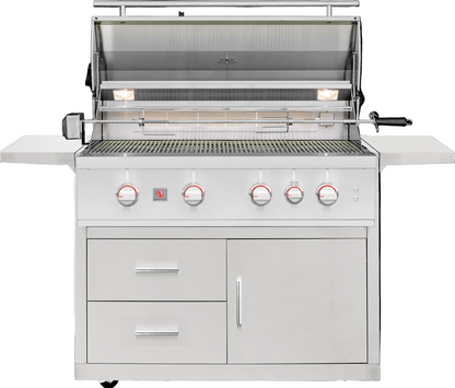 Open Summerset TRL Pro 40-inch freestanding gas grill with rotisserie on a deluxe cart