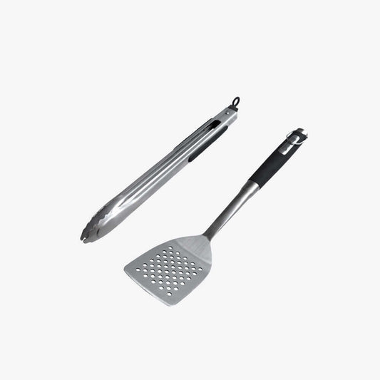 Monument Grills stainless steel tongs and spatula