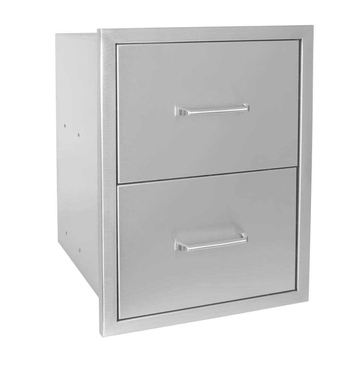 Wildfire double drawer in stainless steel, angled view
